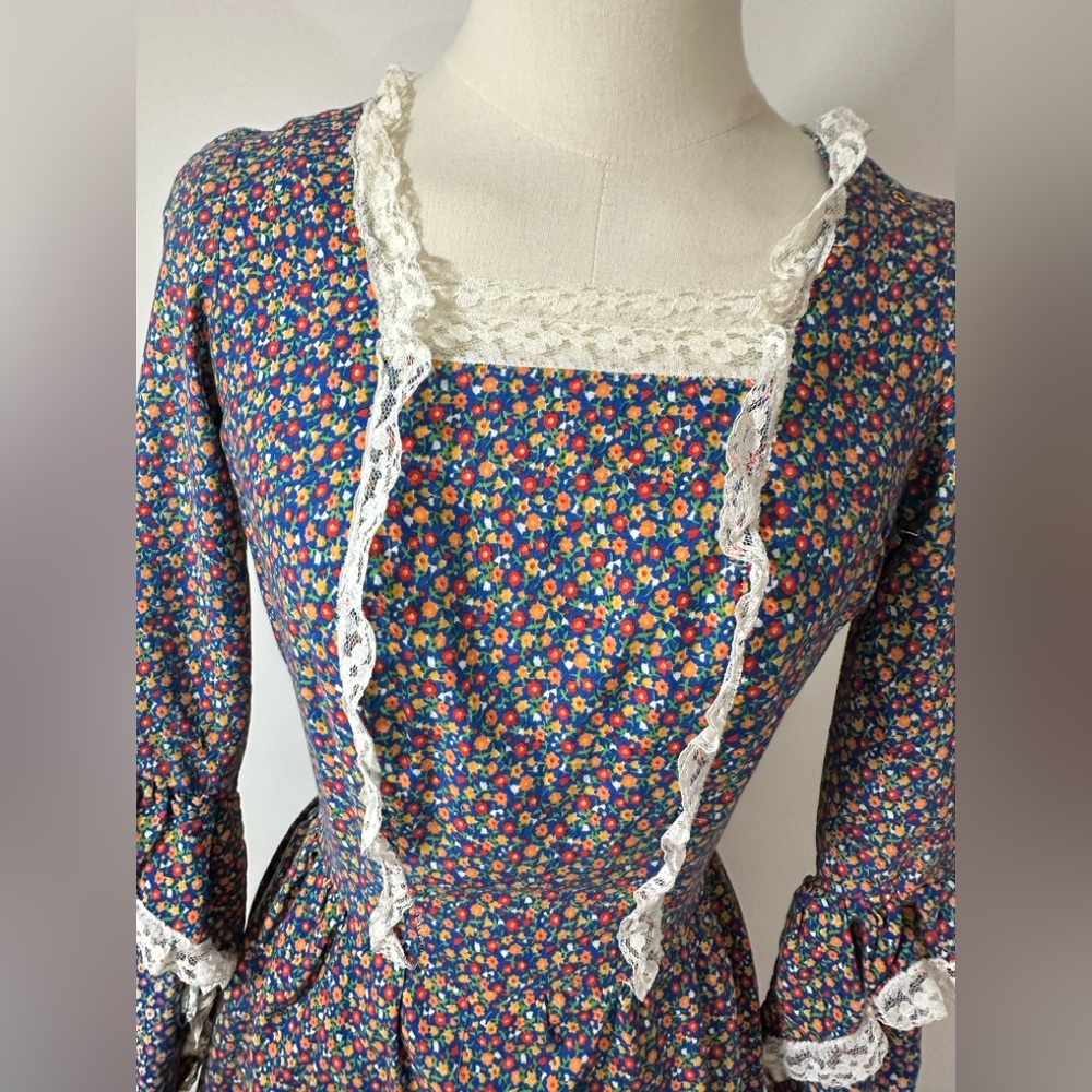 Vintage 60-70’s Floral Long Sleeve prairie Dress handmade women’s size small - Picture 6 of 16